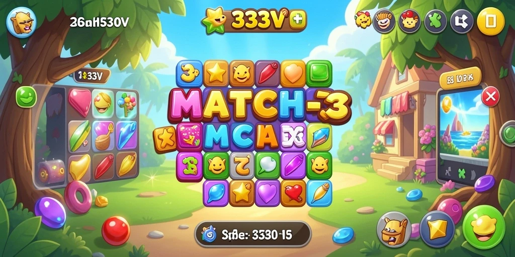 Gameplay seru game Match-3 dengan grafis menawan.