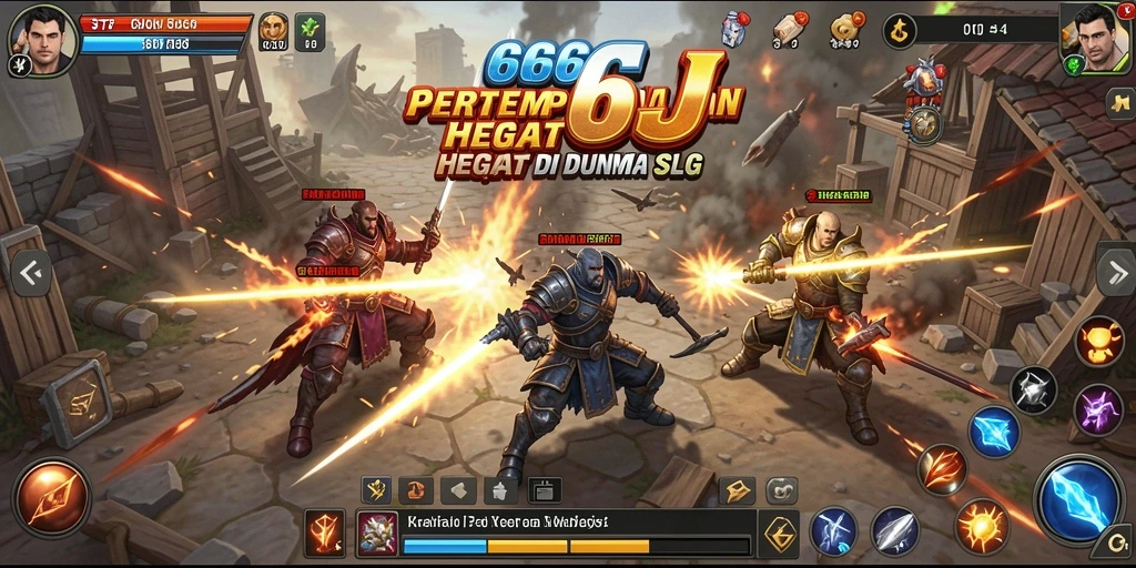 Screenshot gameplay 666J menampilkan aksi pertempuran SLG yang mendebarkan.