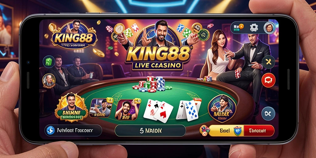 Tampilan gameplay KING88 dengan dealer live yang profesional dan interaksi langsung.