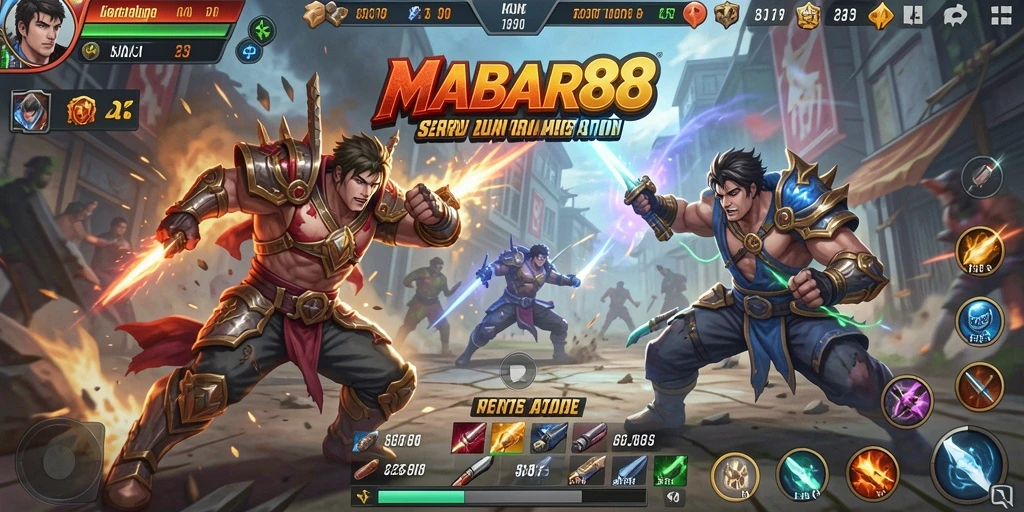 Tampilan gameplay MABAR88 dengan aksi seru dan karakter menarik.