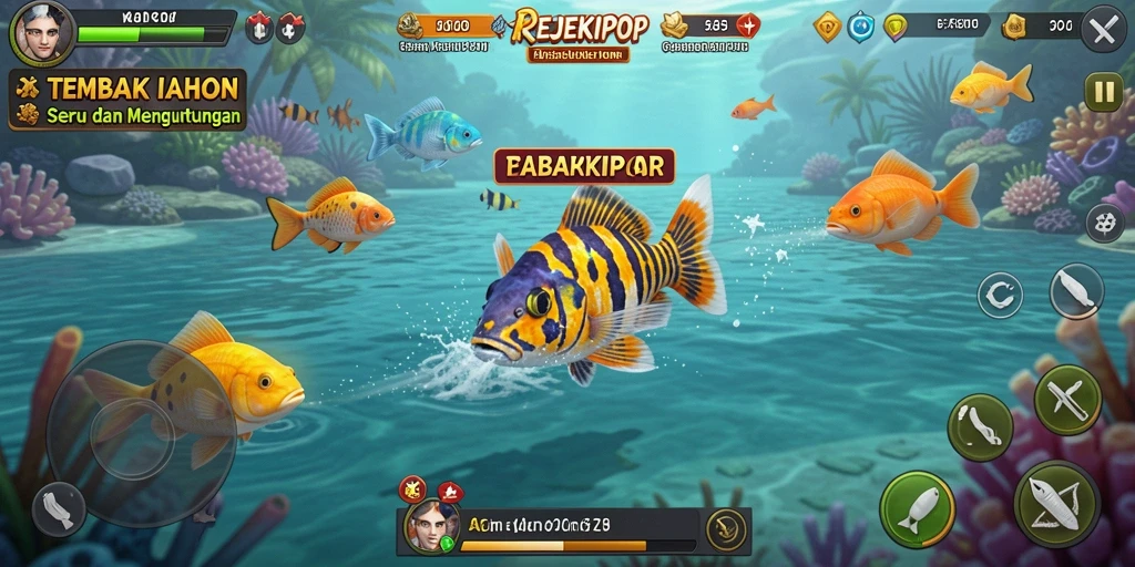 Gameplay seru tembak ikan dalam REJEKIPOP yang menarik.